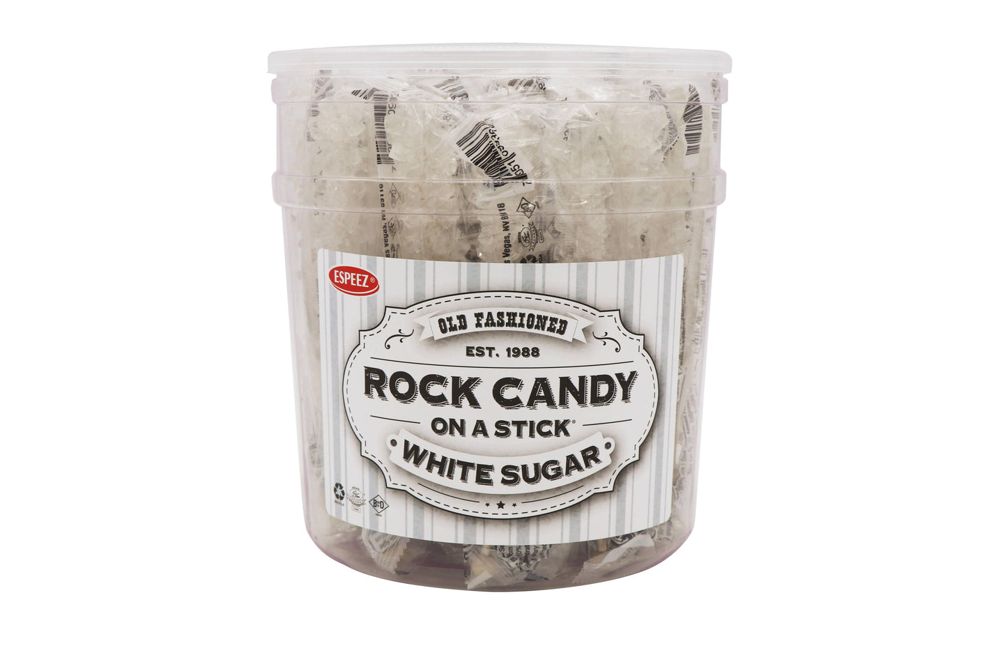 Rock Candy Sticks White, Sugar Flavor, 0.8oz, 36ct Tub