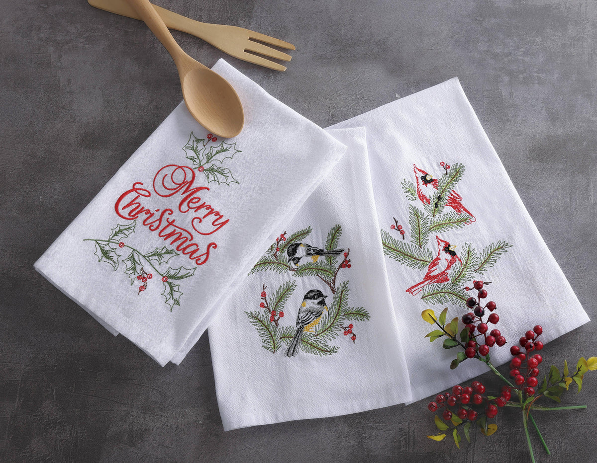 Cardinals Embroidered Kitchen Towel