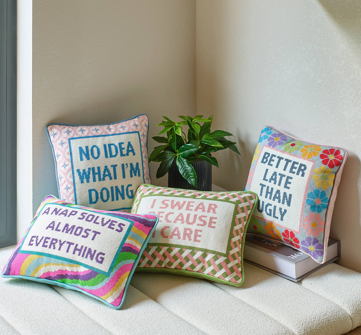 I Swear Because I Care Embroidered Pillow