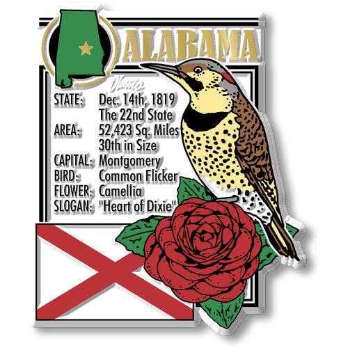 Alabama State Montage Magnet, Made in USA