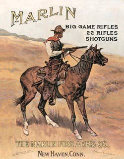 Marlin/ Cowboy on Horse Tin Sign