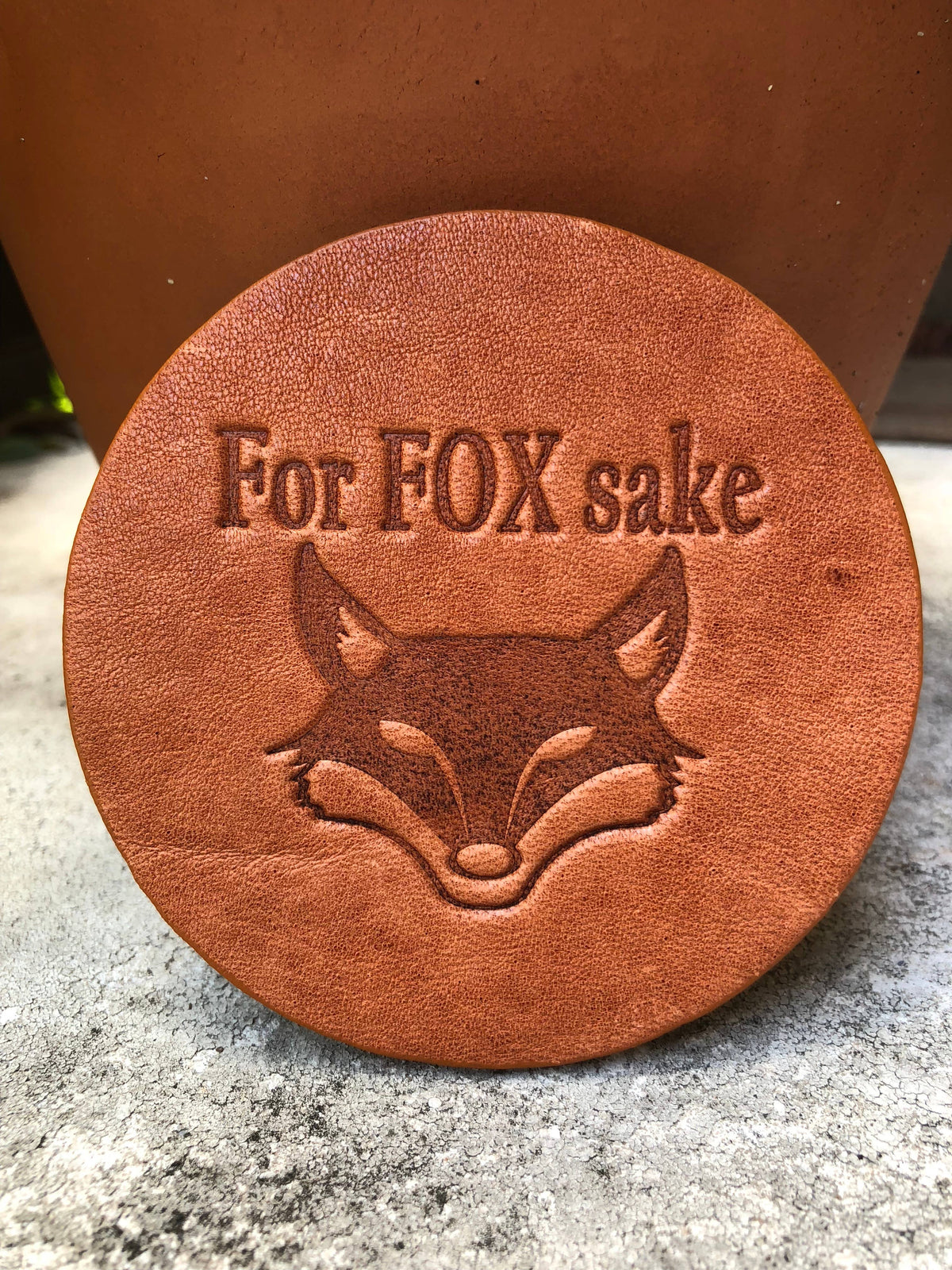 For Fox Sake Leather Coaster