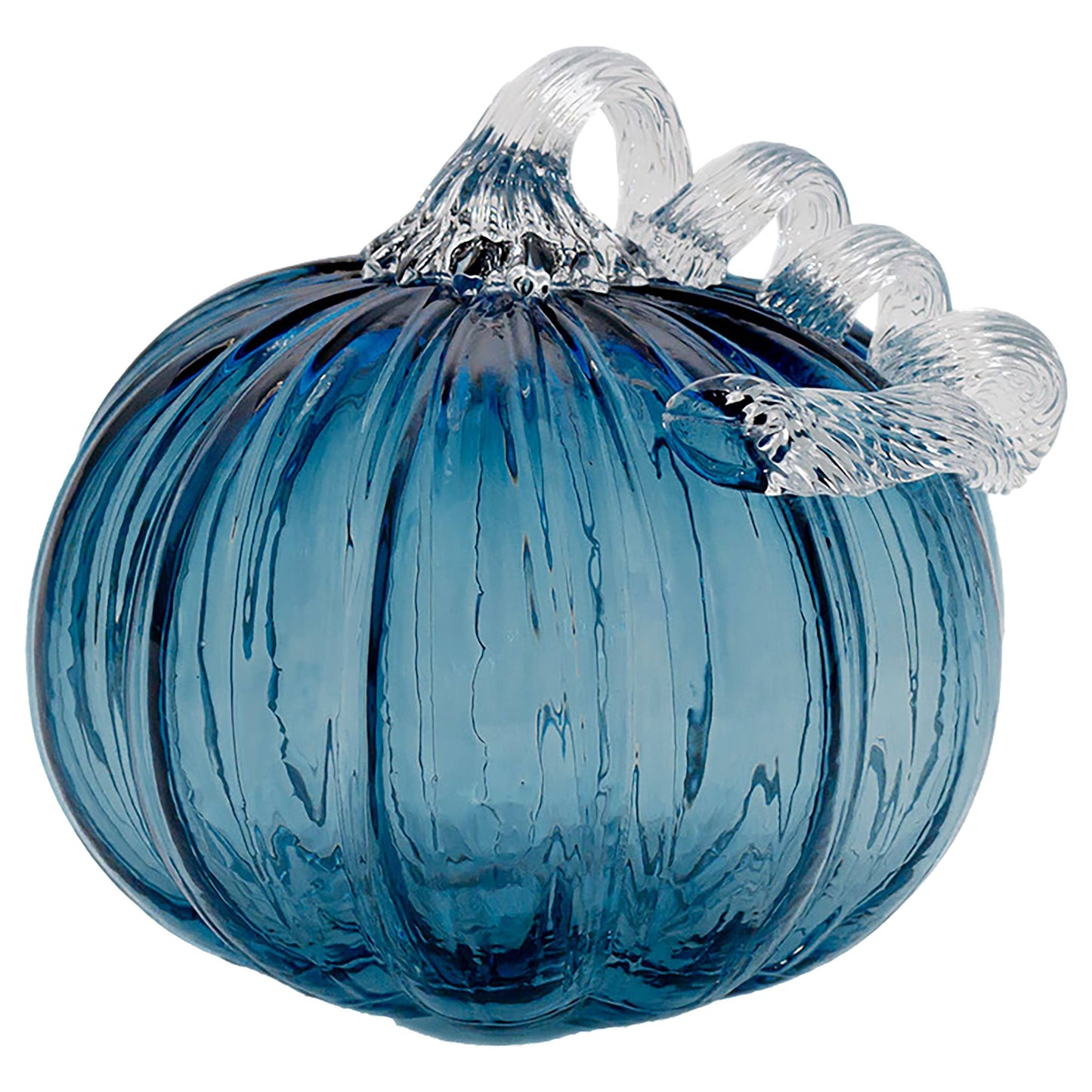 Blue Glass Pumpkin Small Fall Autumn