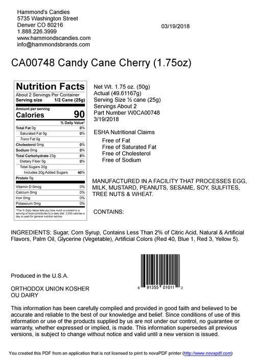 Cherry Candy Cane 1.75oz: 1.75oz
