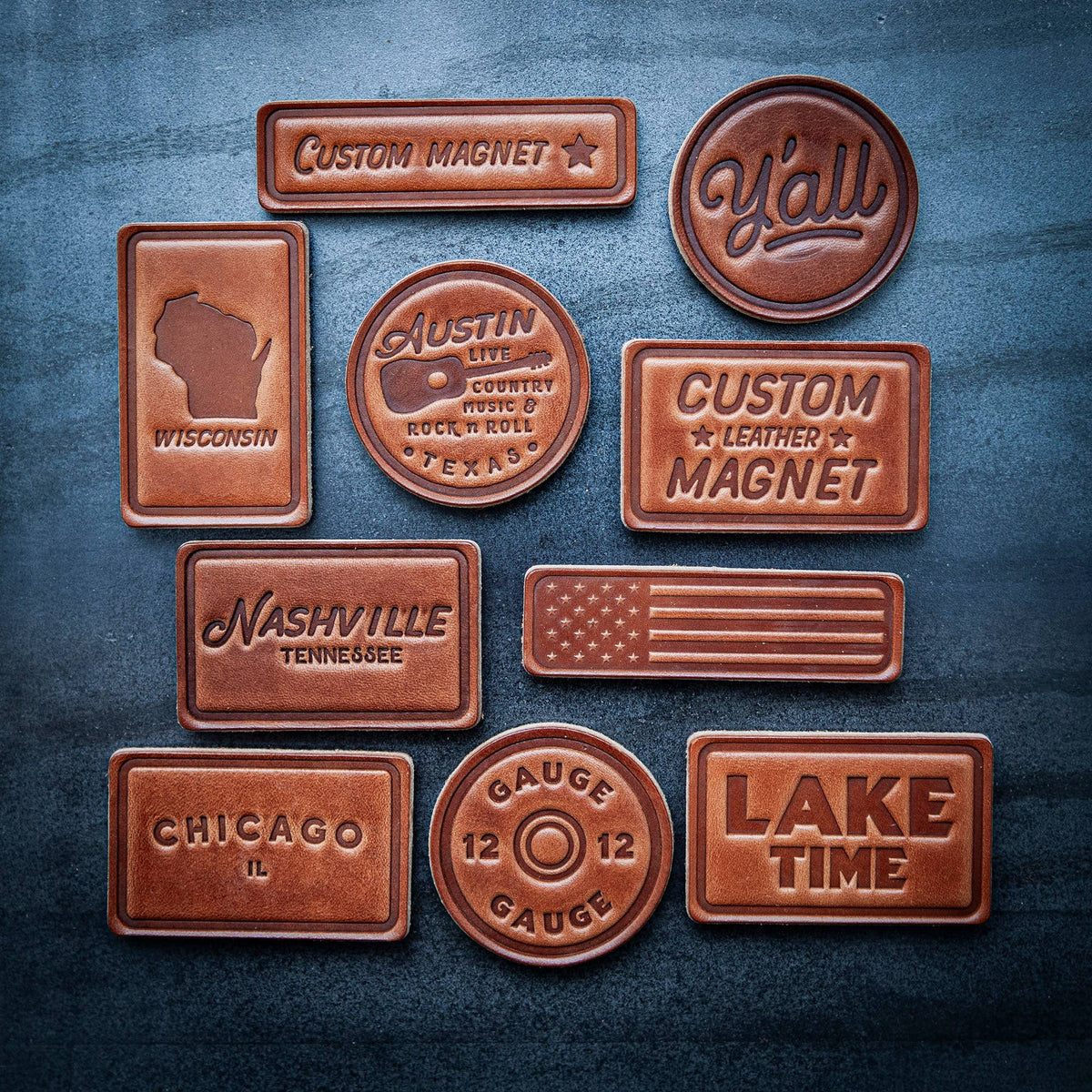 Y'all Leather Magnet Circle Style