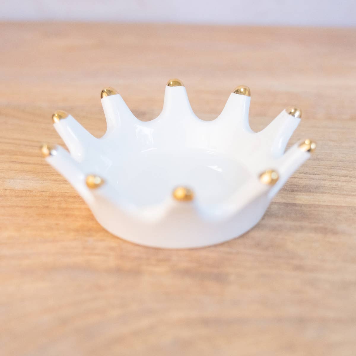Royal Crown Trinket Dish White/Gold 4.25"