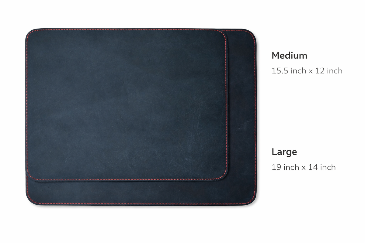 Premium Genuine Leather Mouse Pad, Stitched Edges : Light Brown, Medium