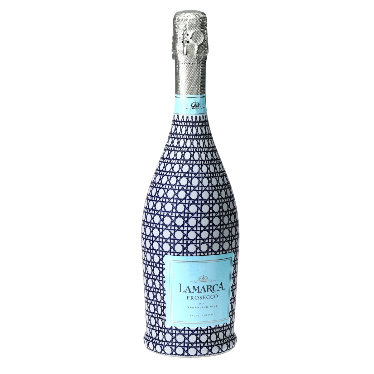 Navy & White Cane Prosecco Bottle Wrap