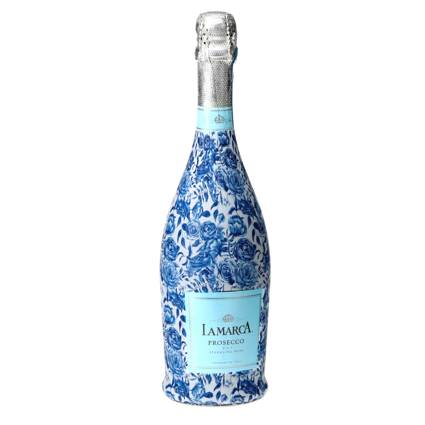 Blue Porcelain Roses Prosecco Bottle Wrap