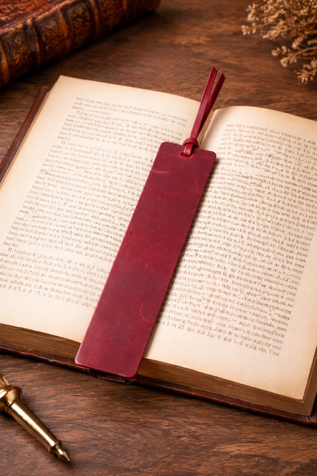 Leather Bookmark, Genuine Leather Personalized Bookmark: Brown