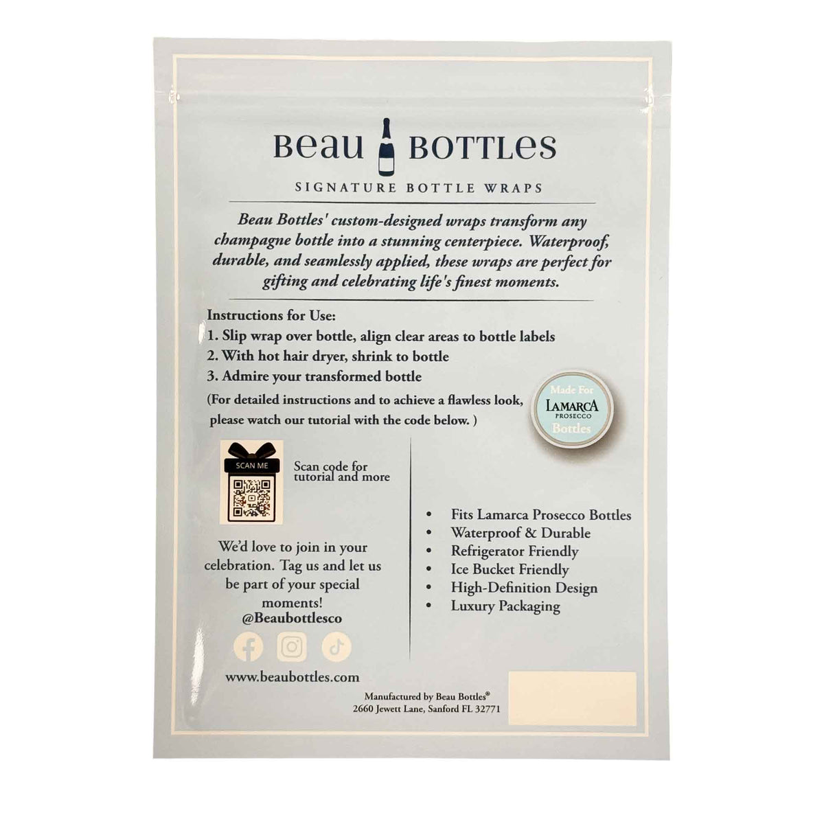 Beau Bottles Wrap Lamarca Grandmillenial Blue Floral- prosecco collection