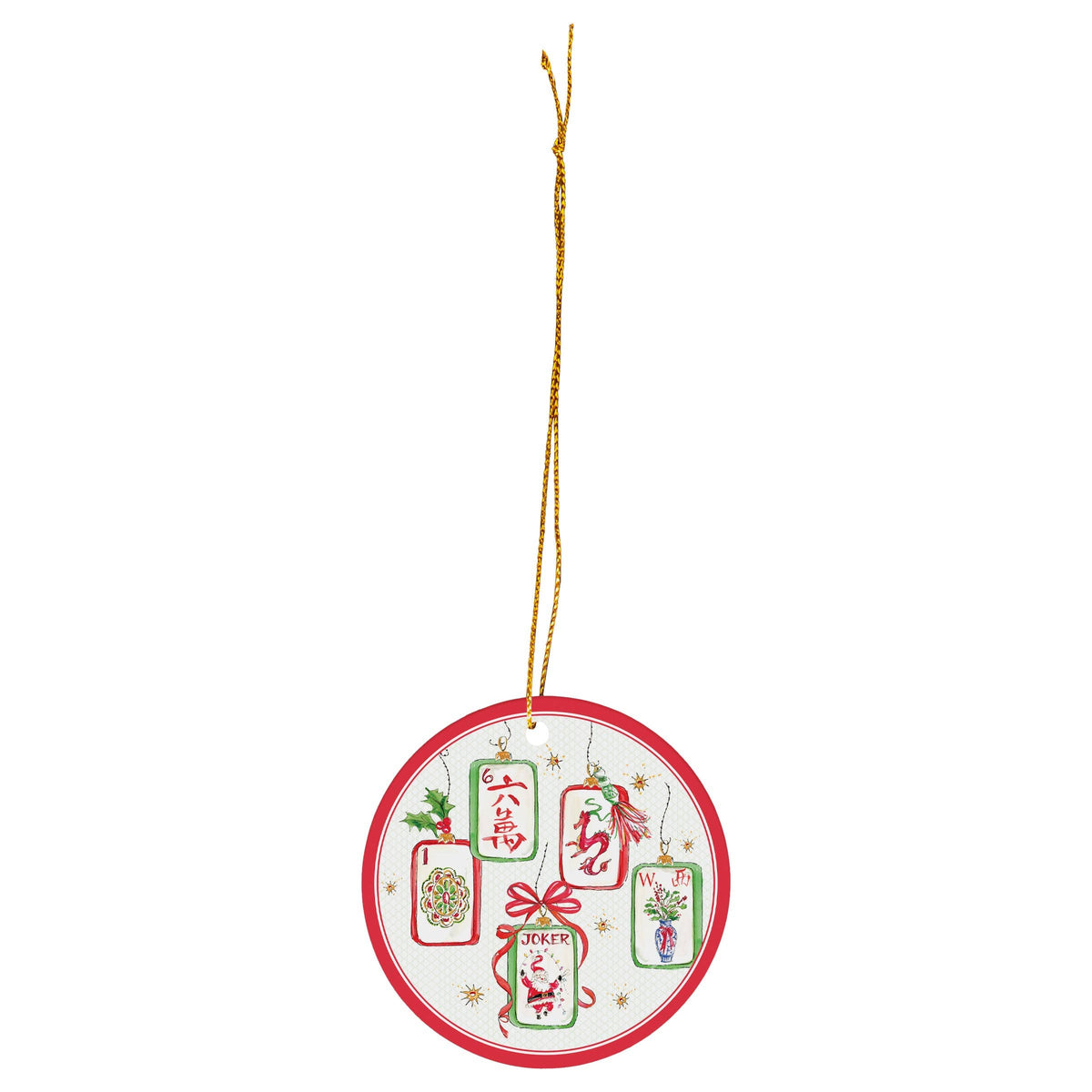 Merry Mahjong Red Ceramic Ornament Rosanne Beck