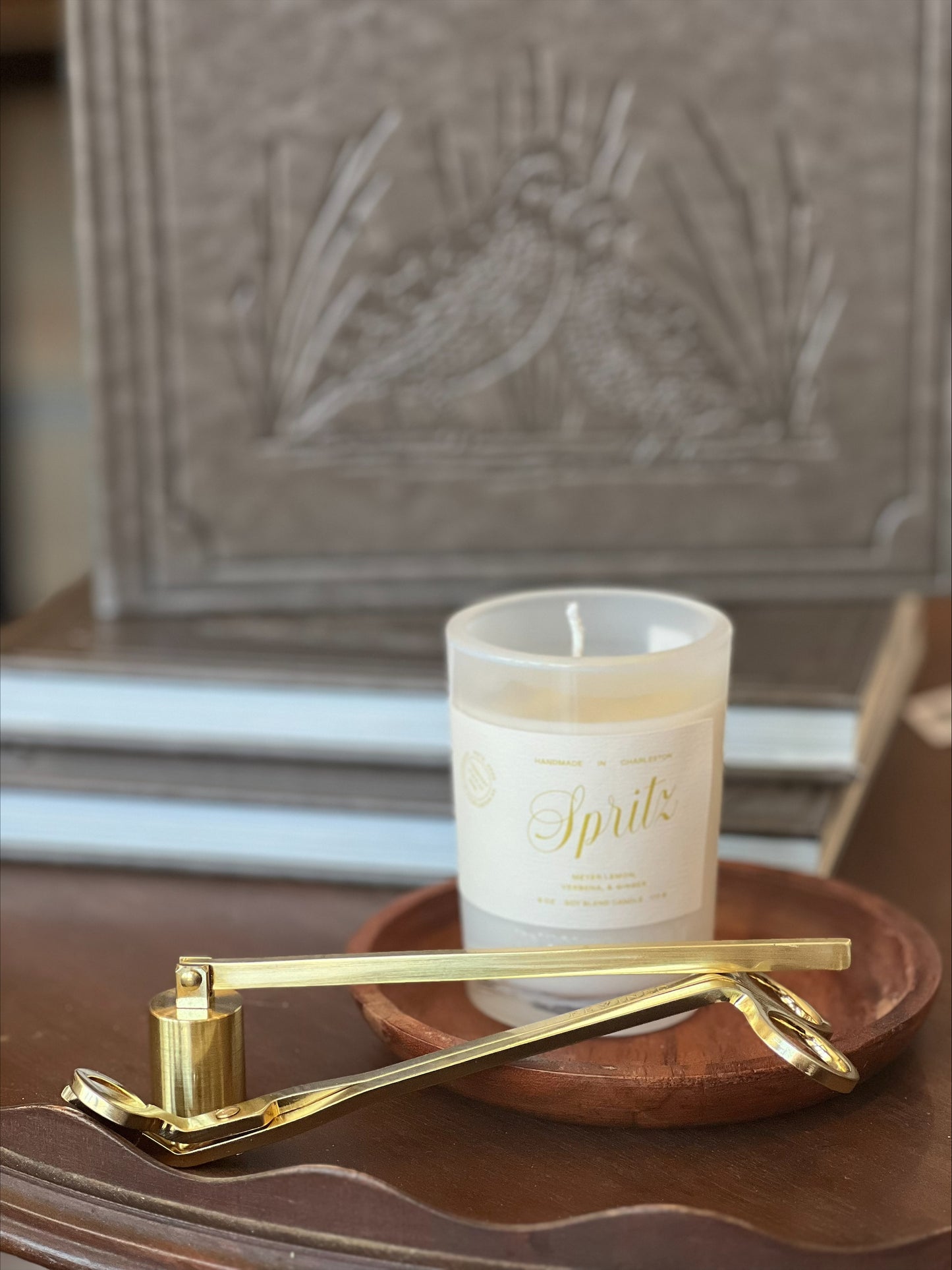 Brushed Gold Engraved Candle Snuffer