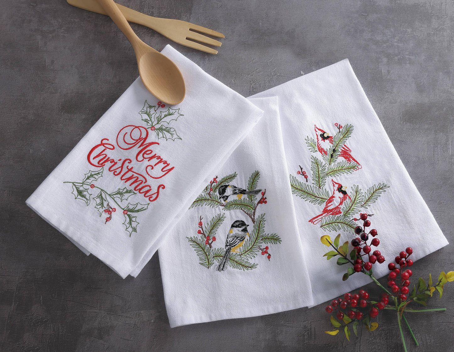 Cardinals Embroidered Kitchen Towel