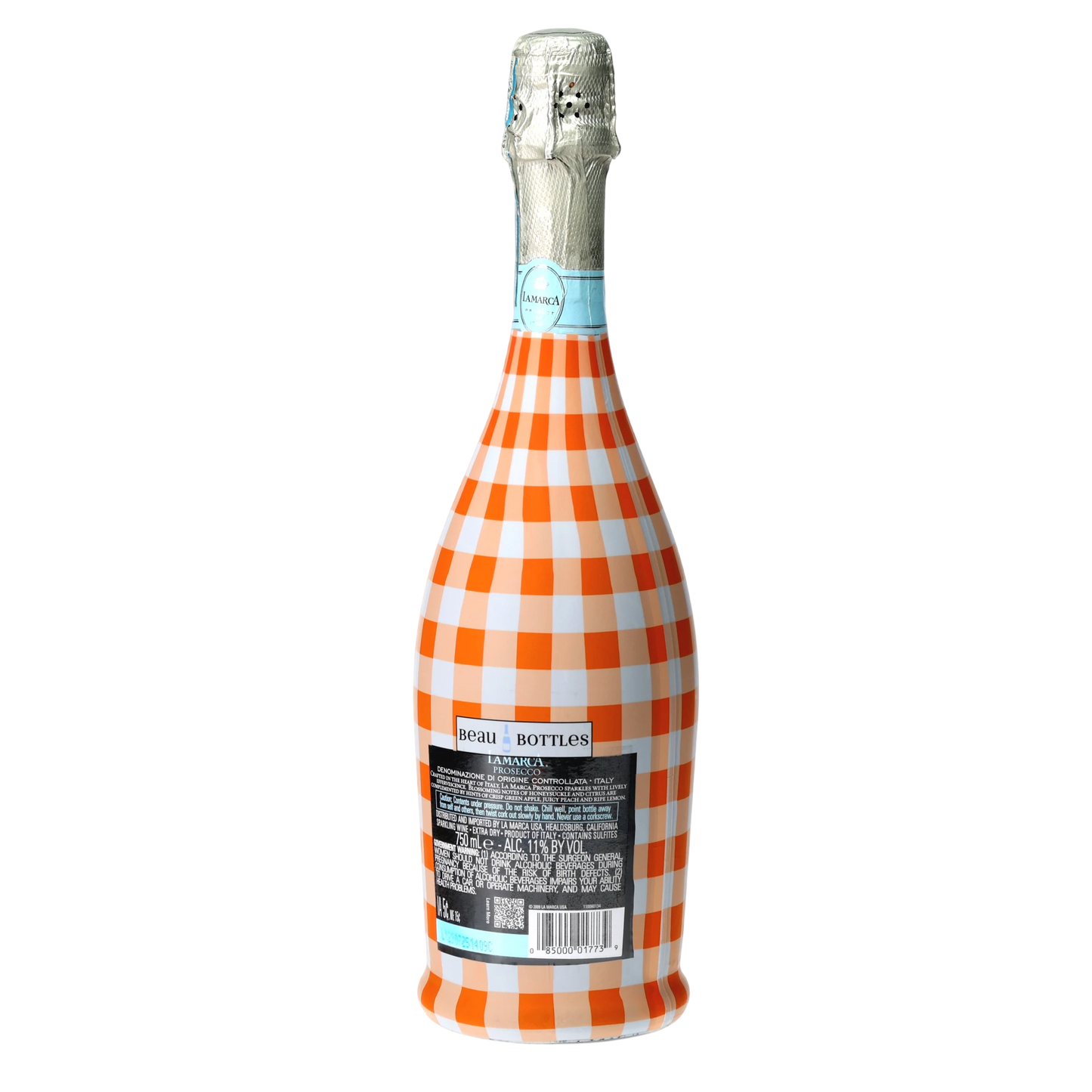Beau Bottles Orange & White Gingham Prosecco Bottle Wrap
