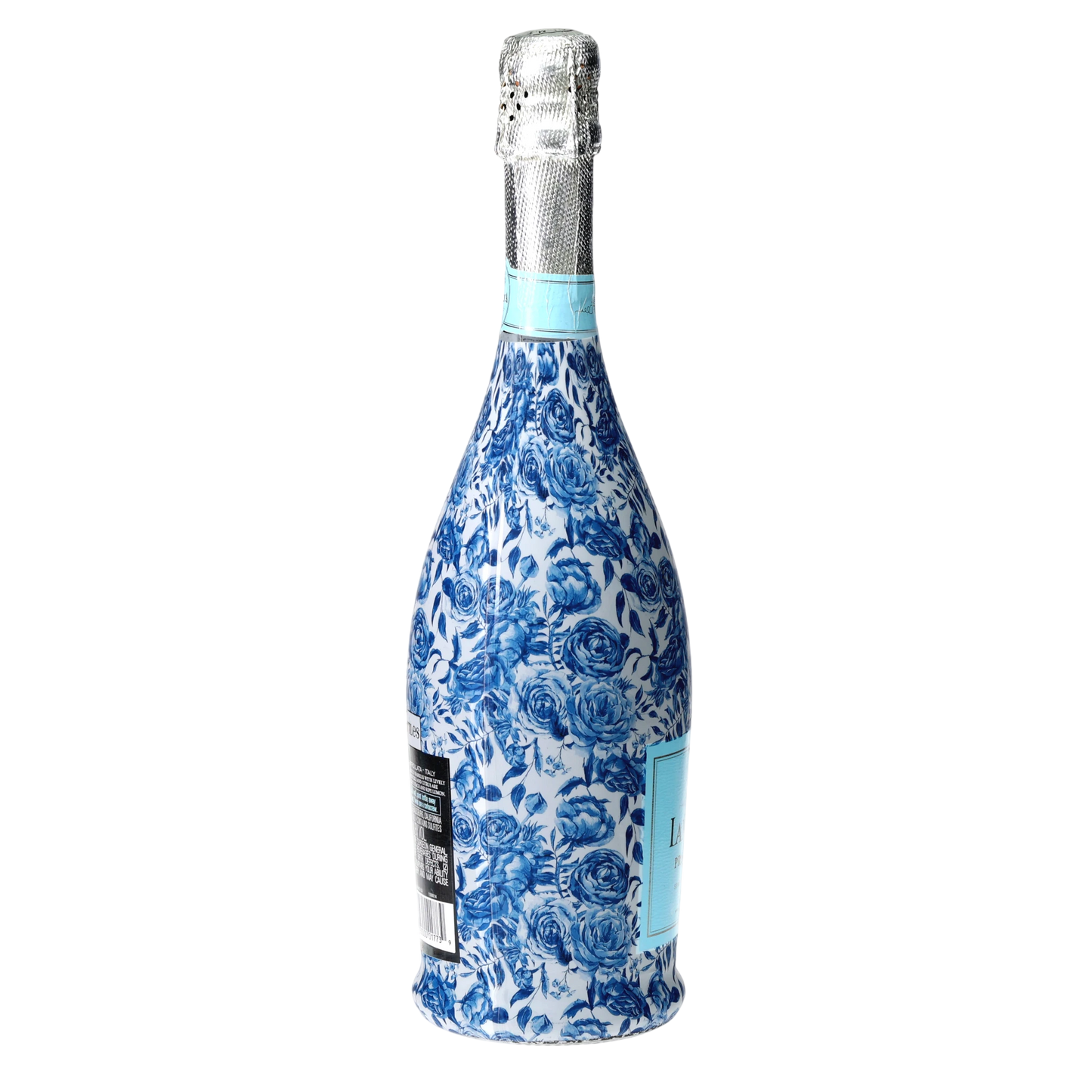 Blue Porcelain Roses Prosecco Bottle Wrap