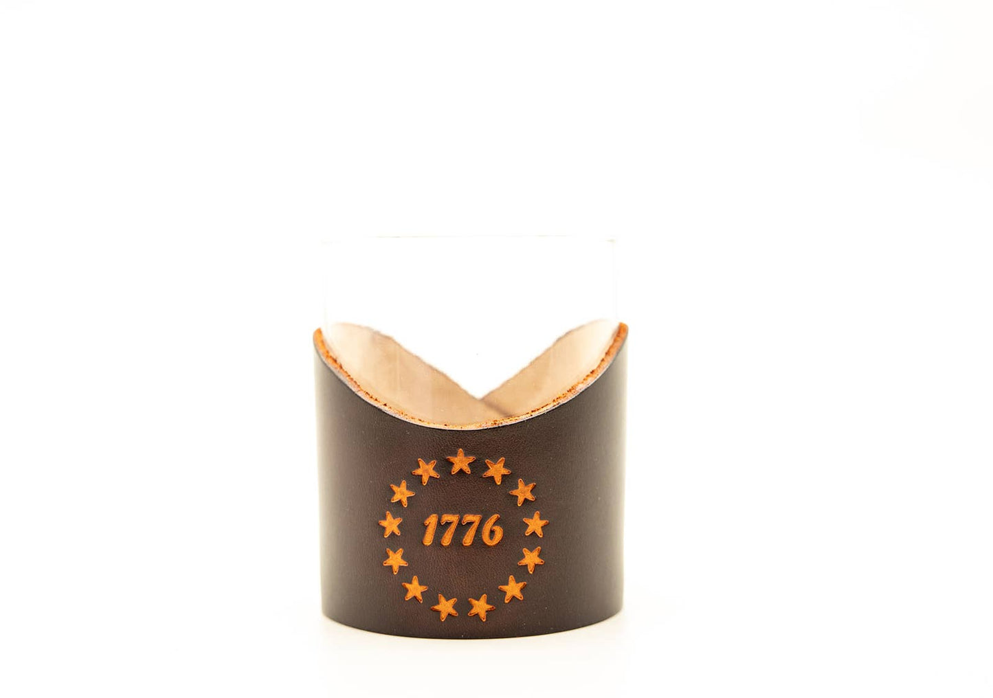 Leather Rocks Glass - "1776"