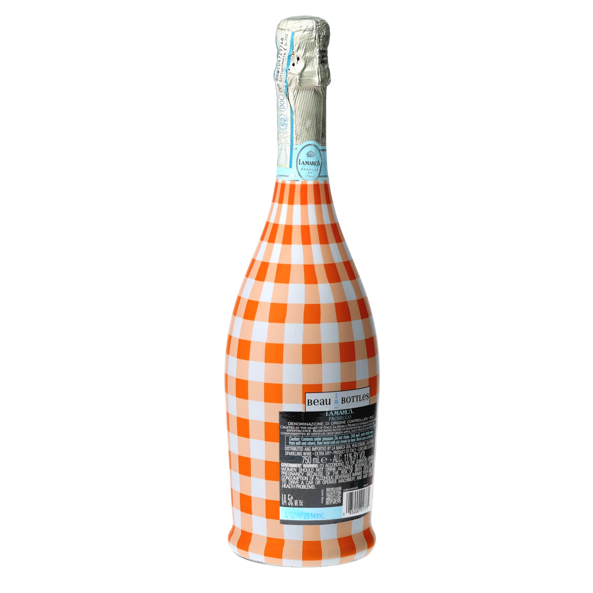 Beau Bottles Orange & White Gingham Prosecco Bottle Wrap