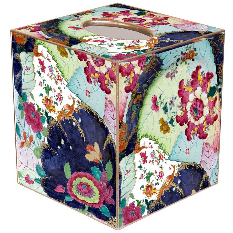 Ancient Tobacco Leaf Tissue Box Cover: Paper Mache