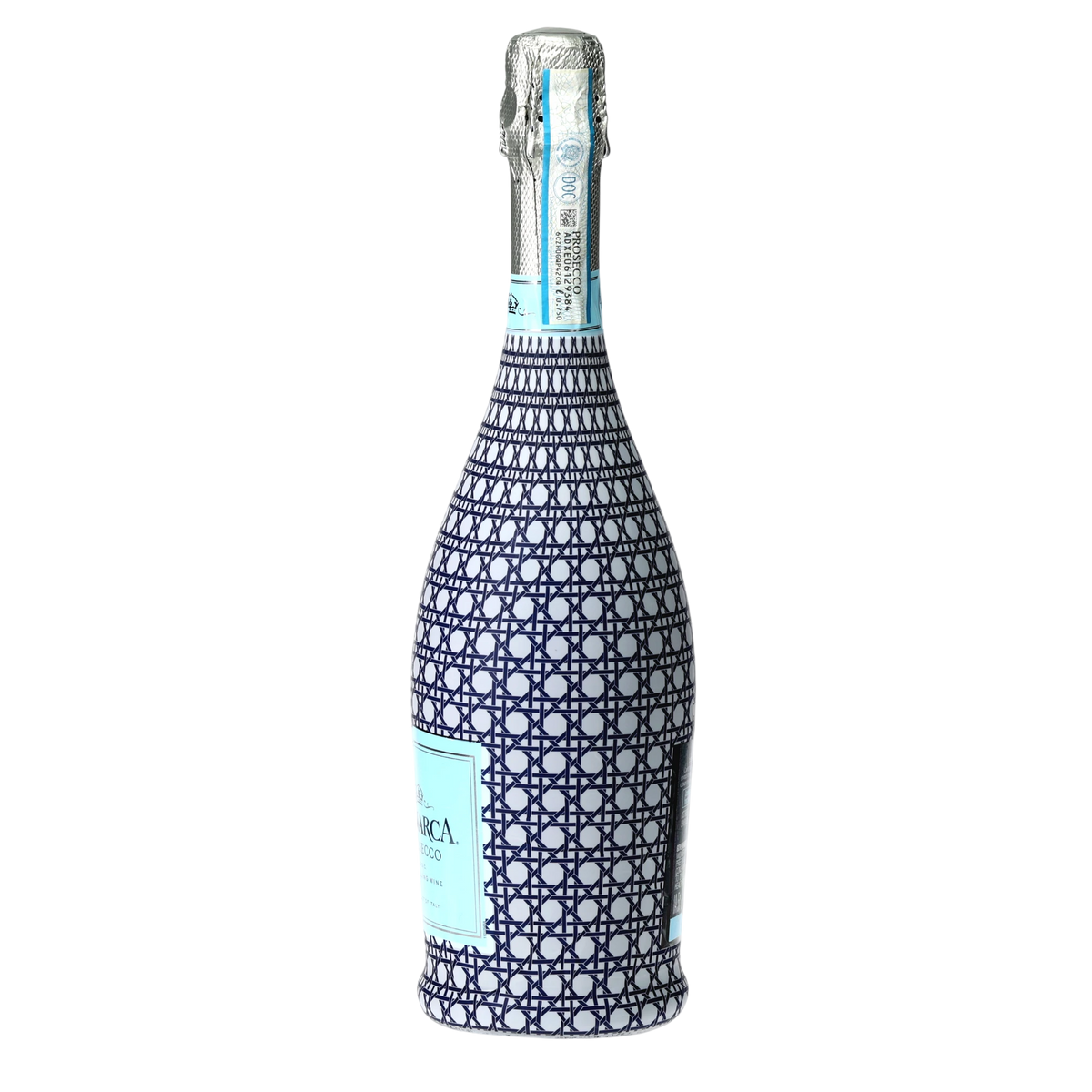 Navy & White Cane Prosecco Bottle Wrap