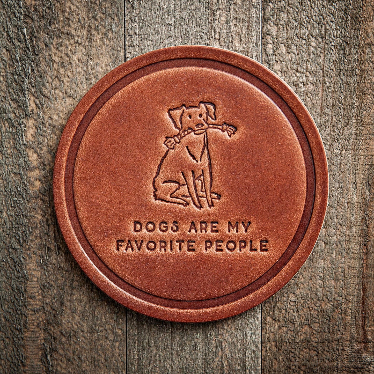 Dogs Are My Favorite People Leather Coaster