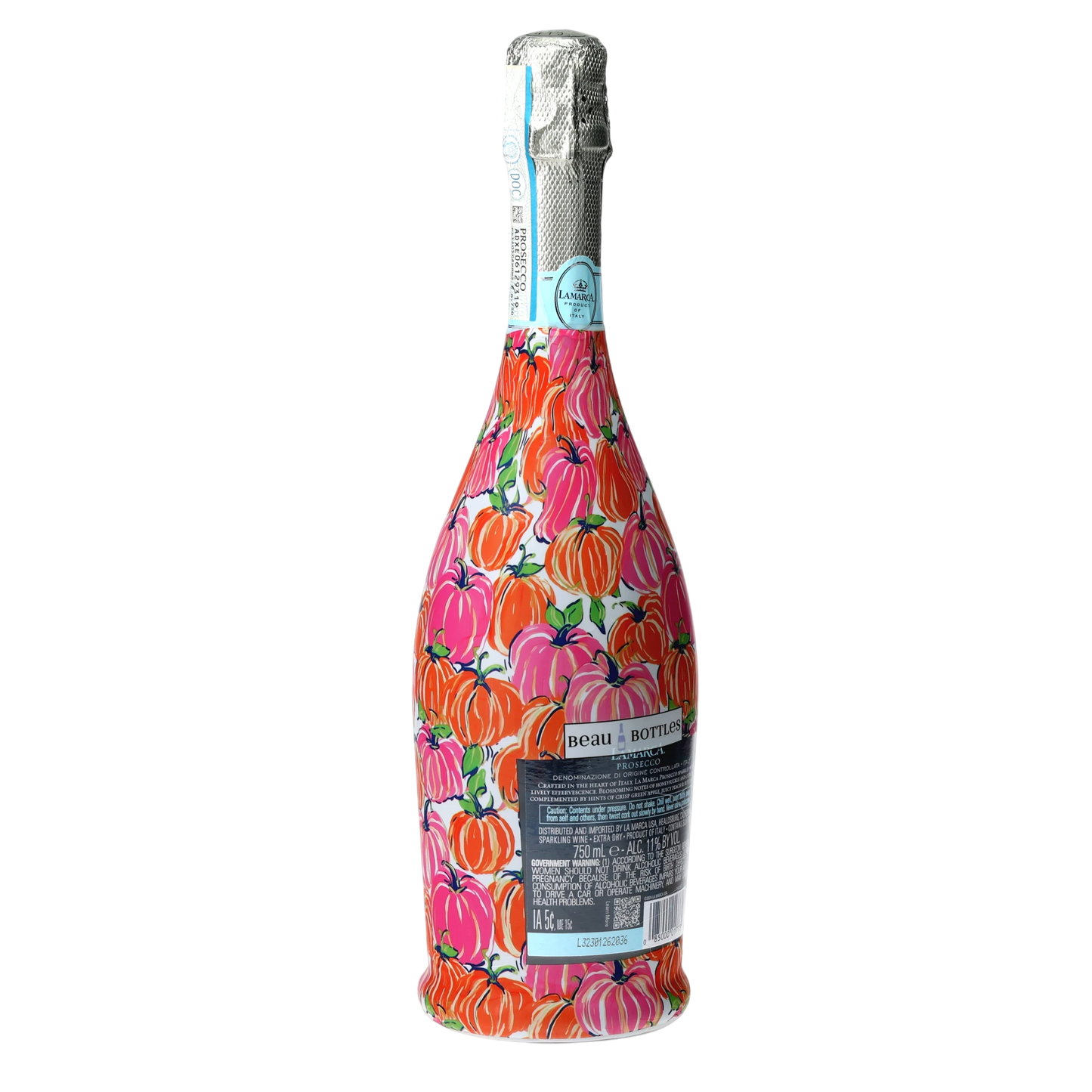 Pink & Orange Pumpkins Prosecco Bottle Wrap
