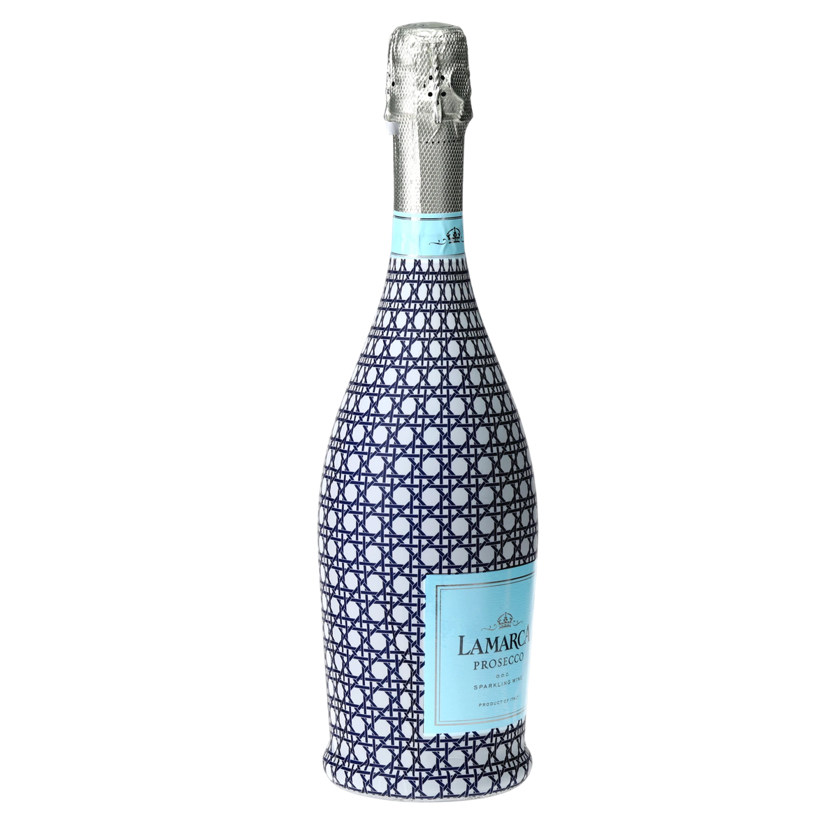 Navy & White Cane Prosecco Bottle Wrap