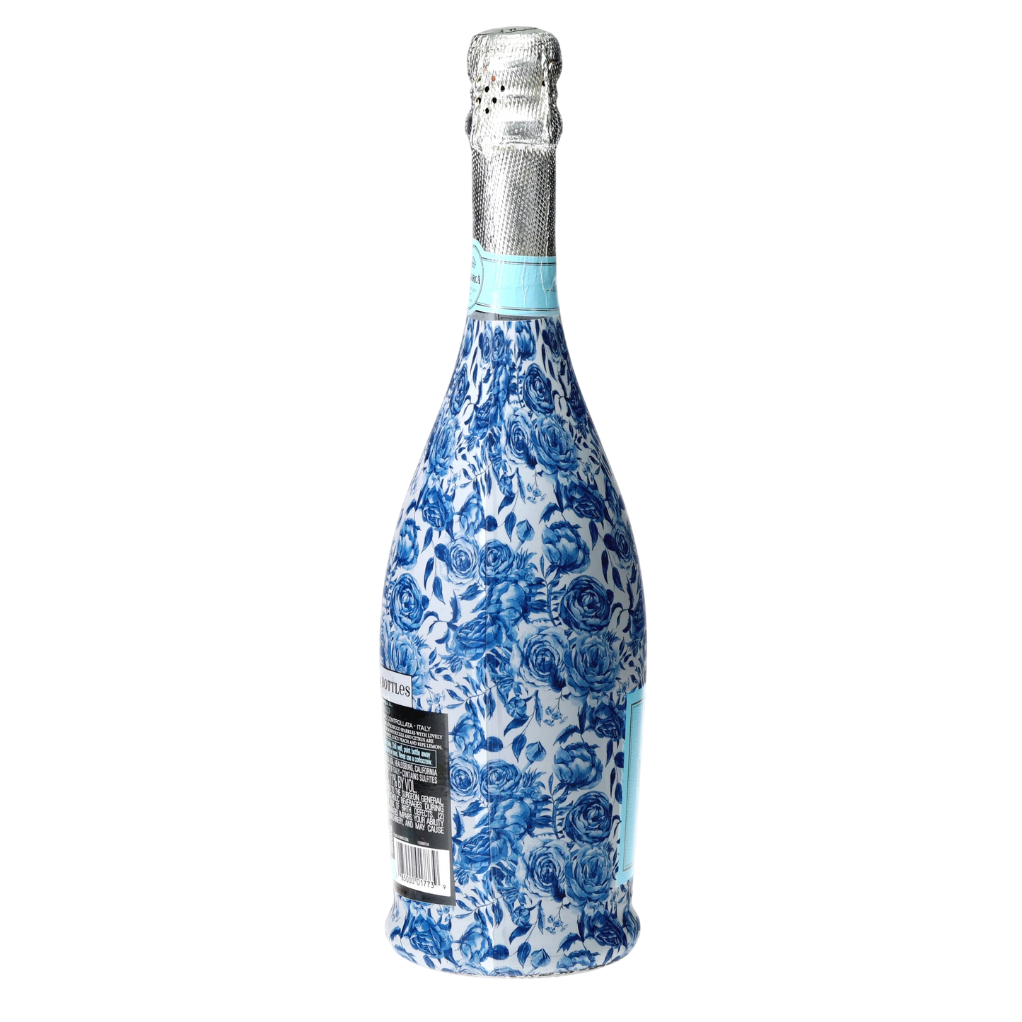 Blue Porcelain Roses Prosecco Bottle Wrap