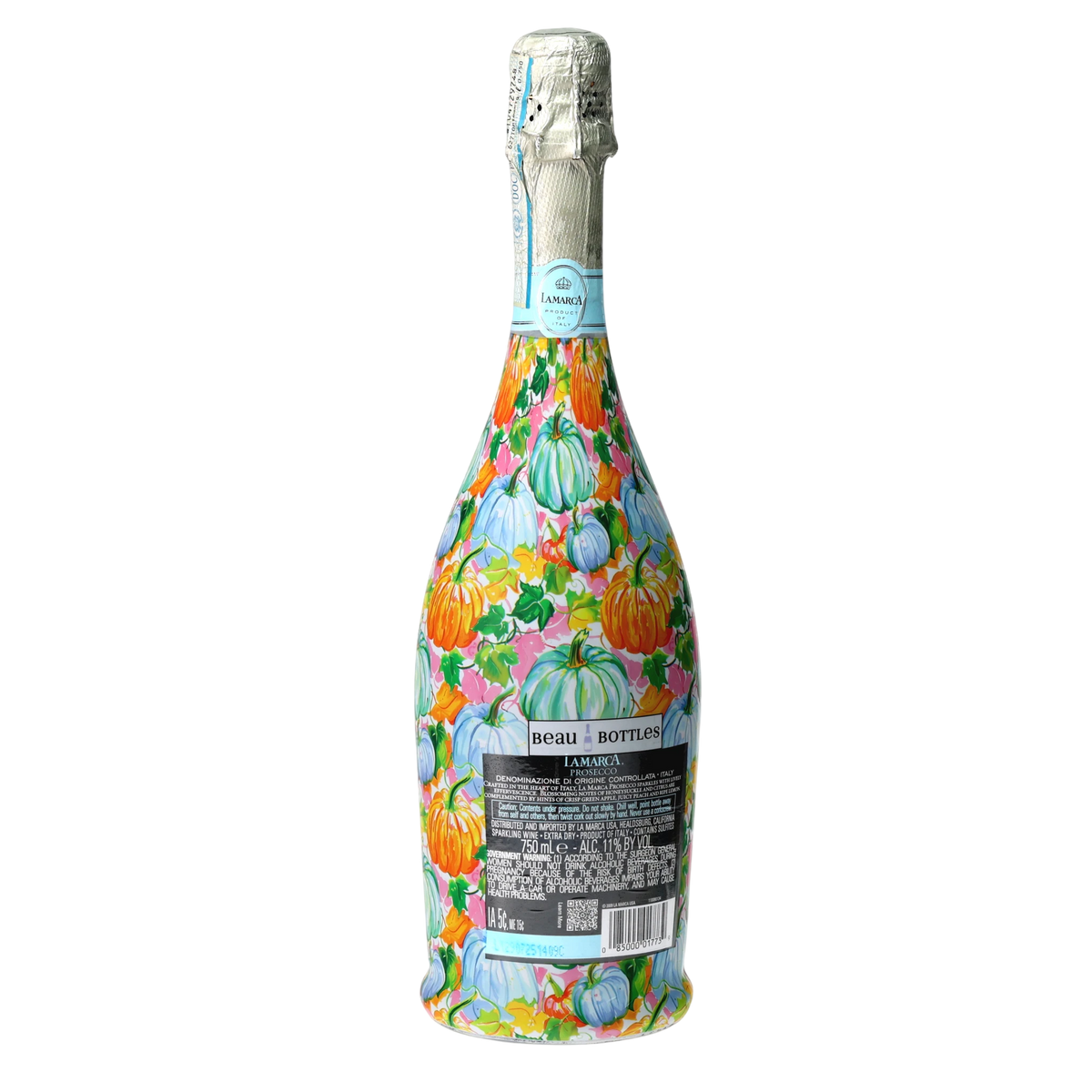 Orange & Blue Pumpkins Prosecco Bottle Wrap