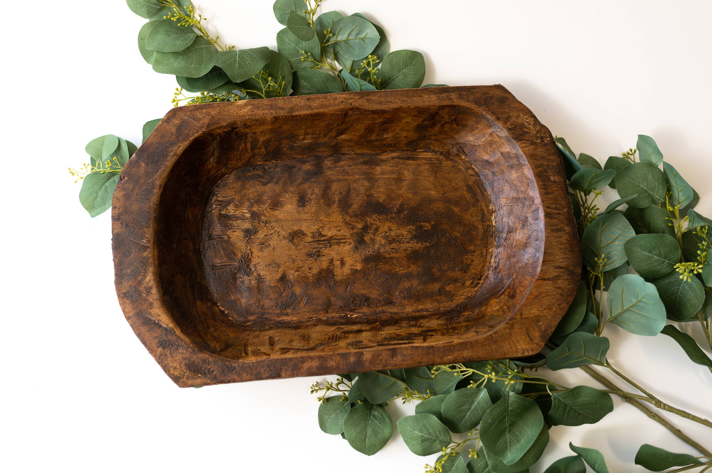 Medium Wood Carved Bowl 20": Black, 20x12x4