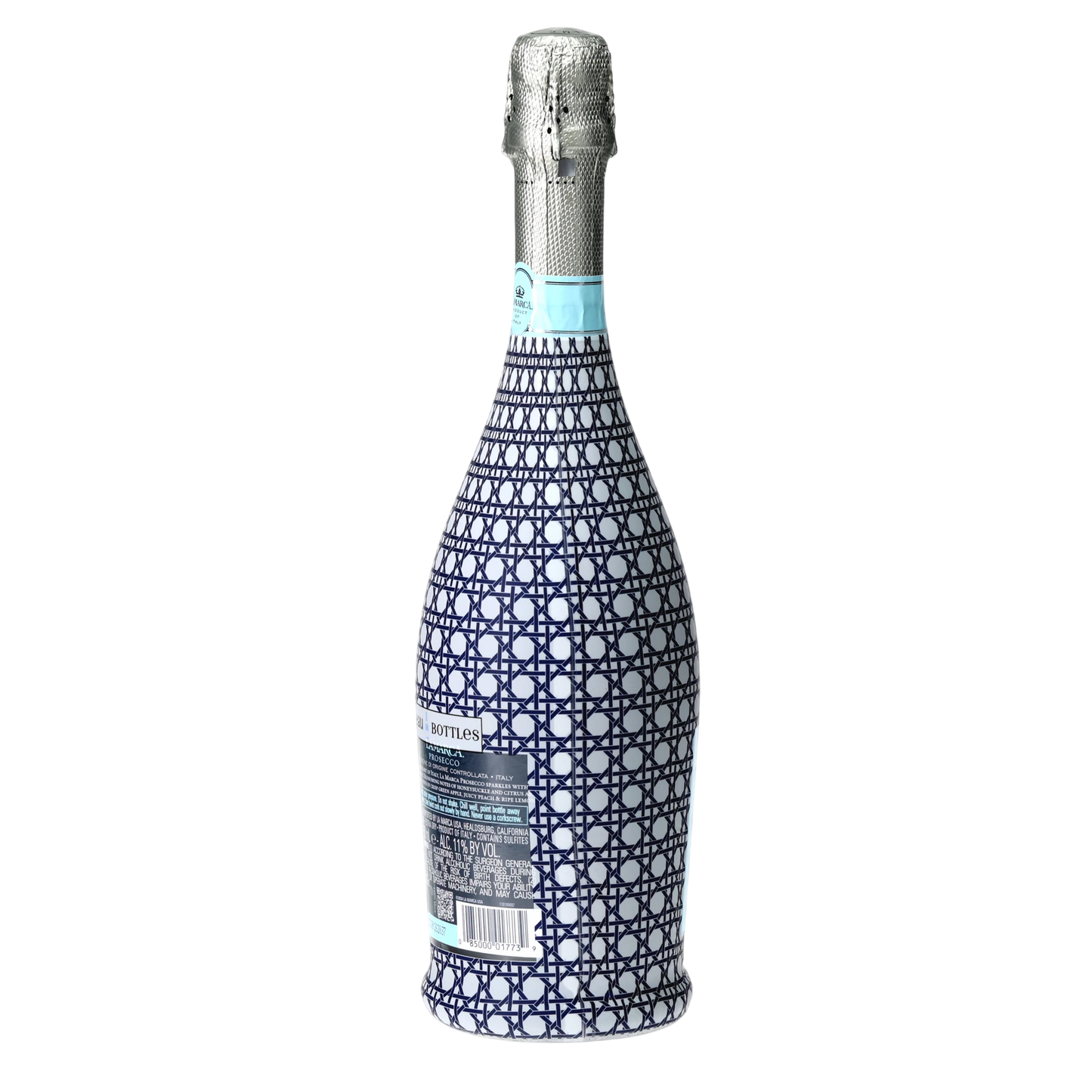 Navy & White Cane Prosecco Bottle Wrap