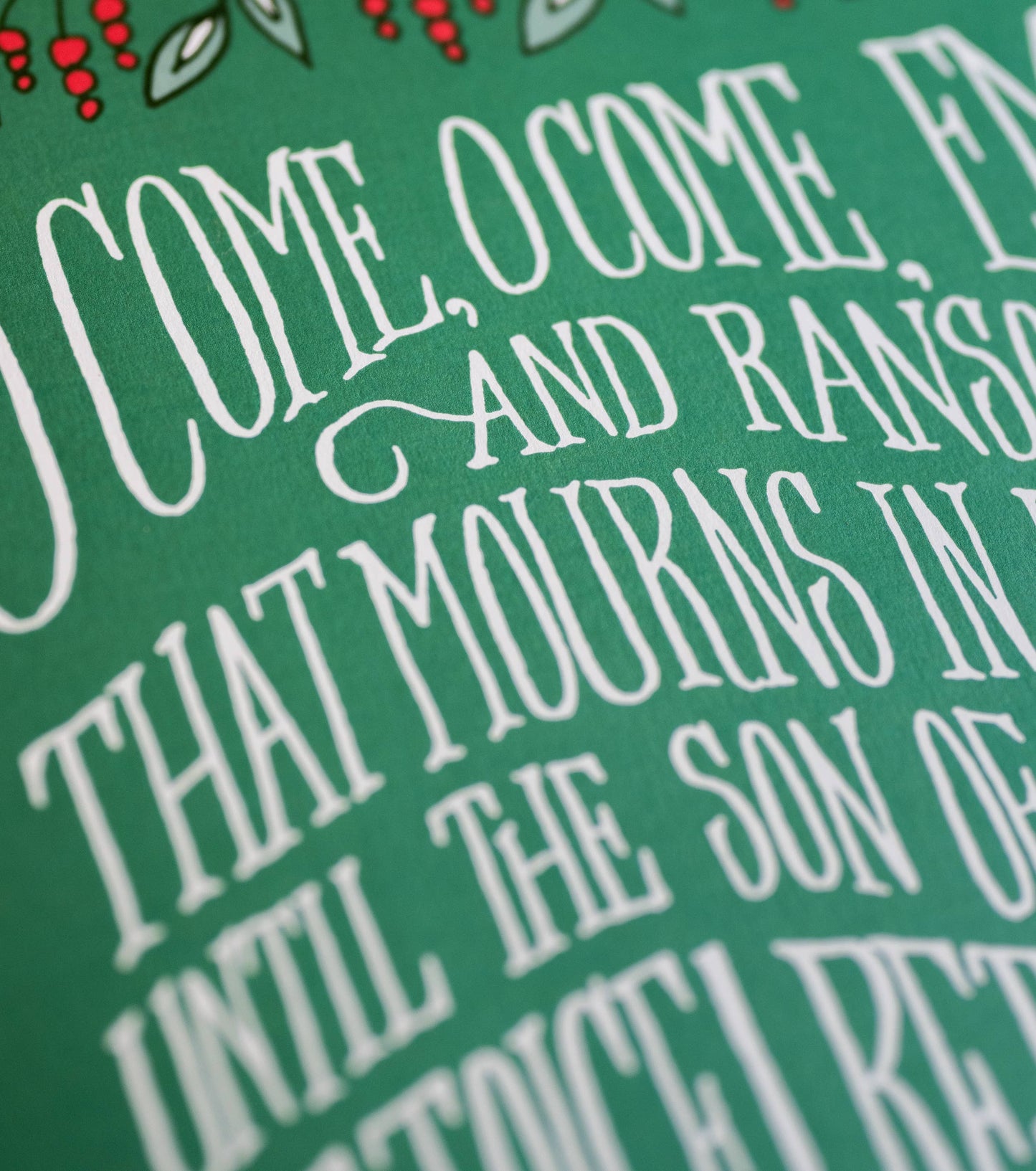 O Come, O Come Emmanuel Hymn Art Print - 11x14 Alpine Green