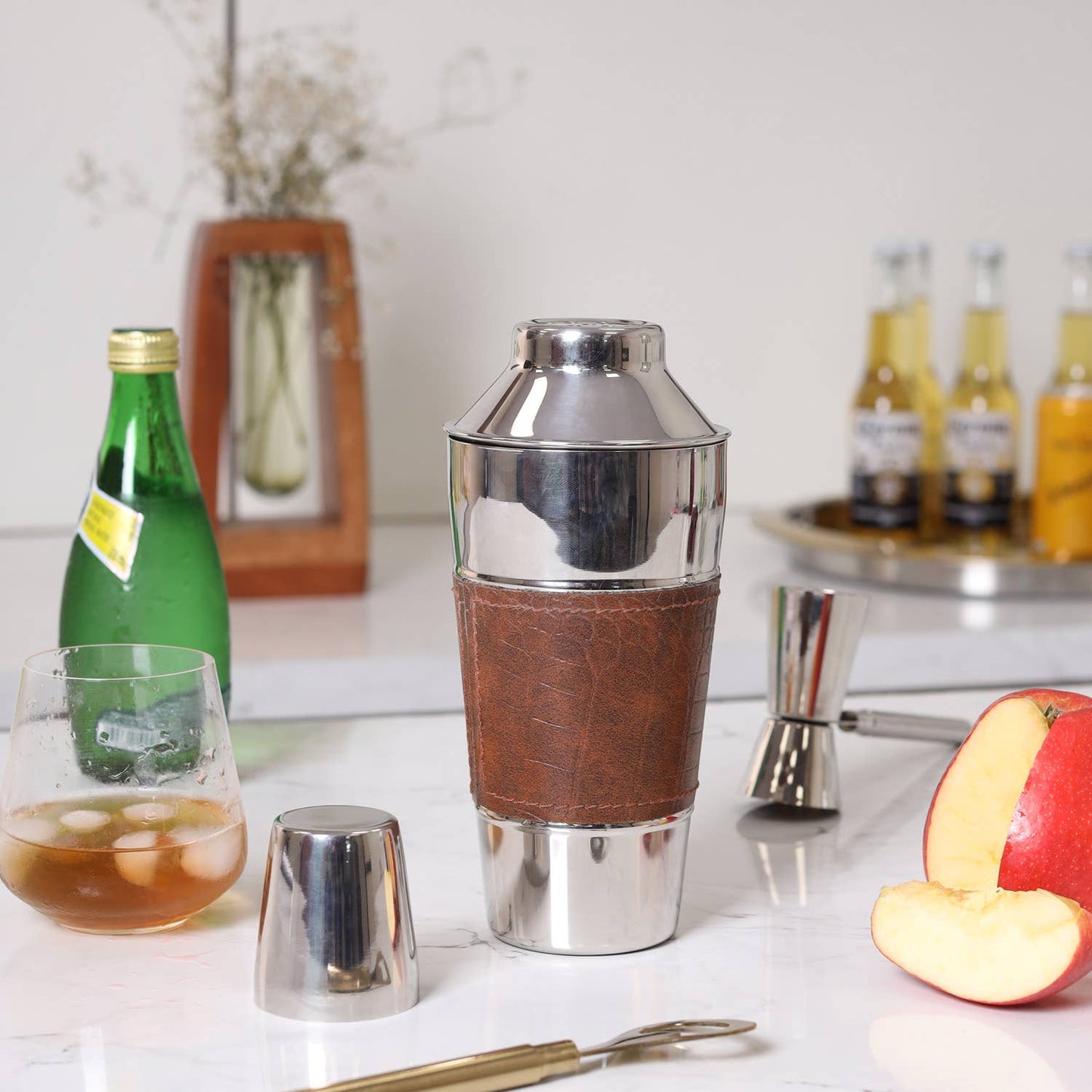 Leather Stainless Steel Cocktail Shaker sku#71794