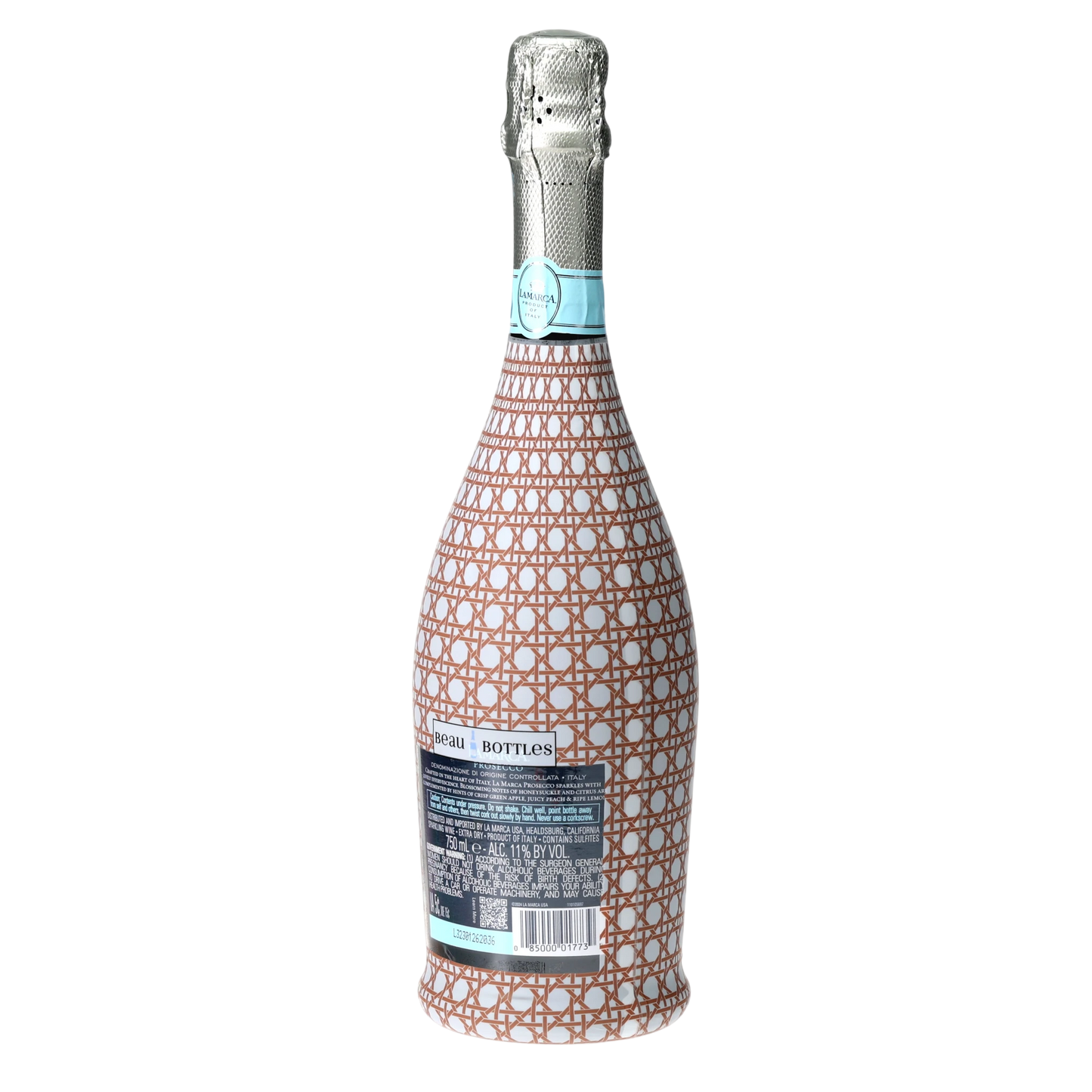 Brown & White Cane Prosecco Bottle Wrap