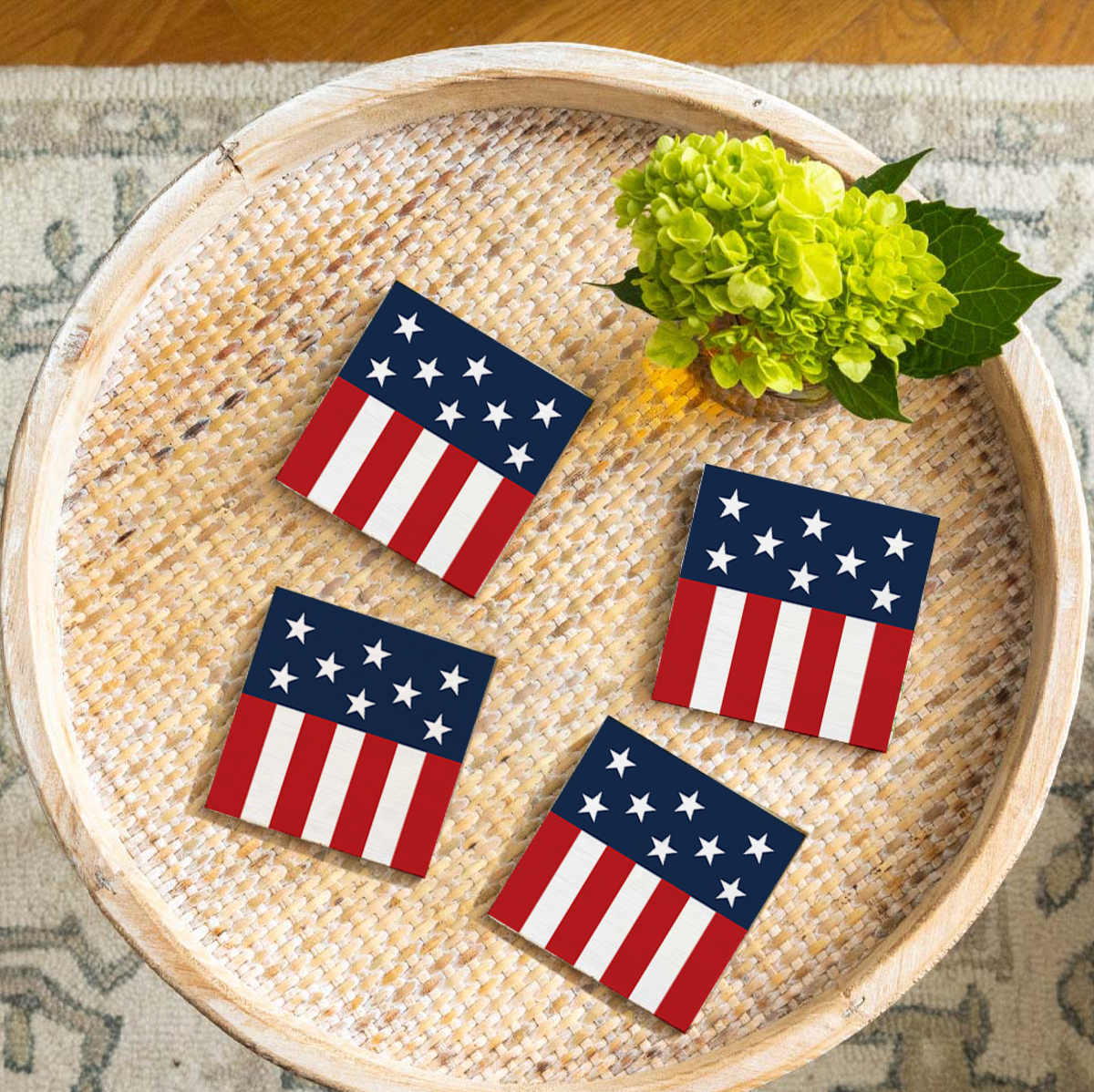 Americana Rustic Marlin Coaster Set | USA-themed Table Decor