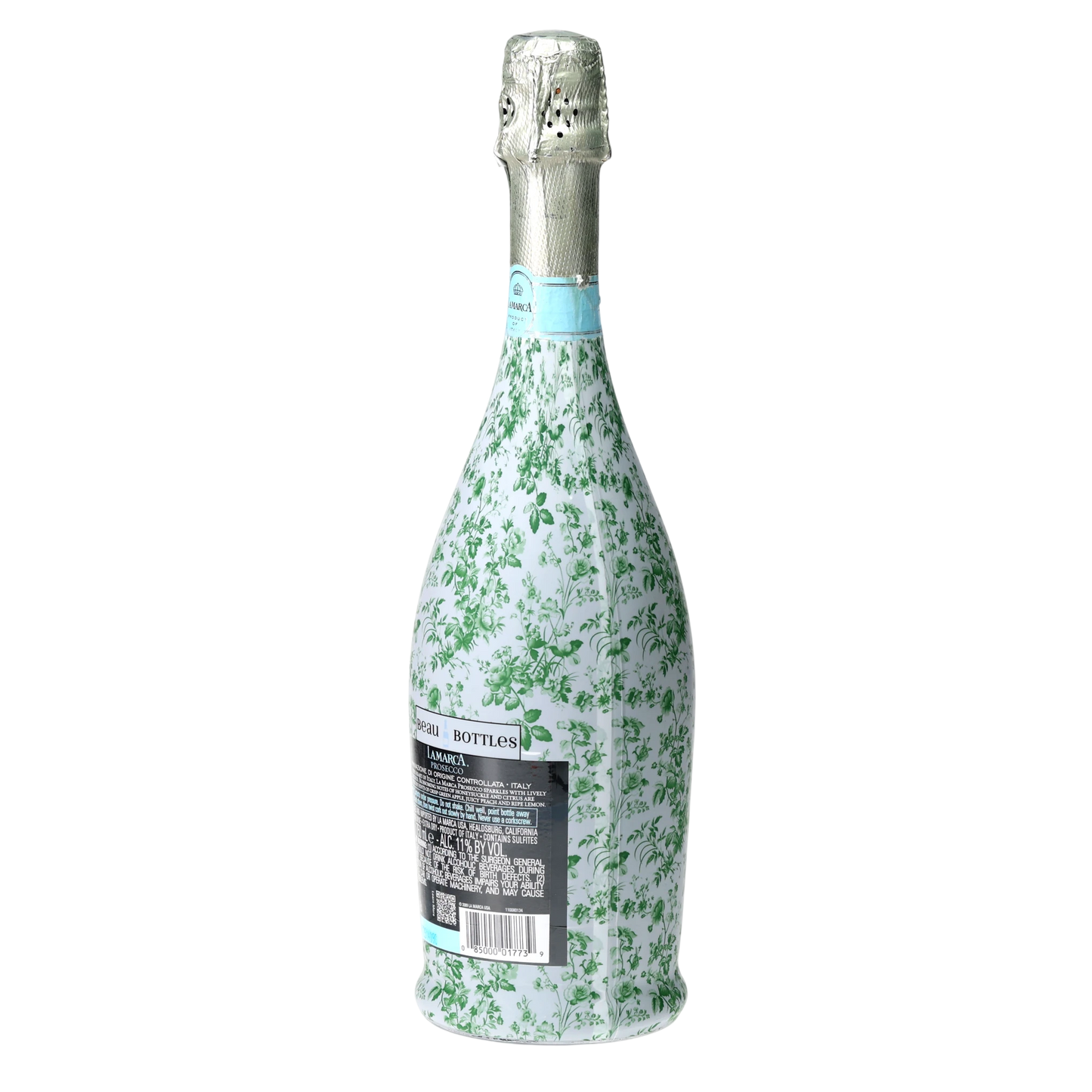 Beau Bottles Grandmillennial Green Floral Prosecco Bottle Wrap