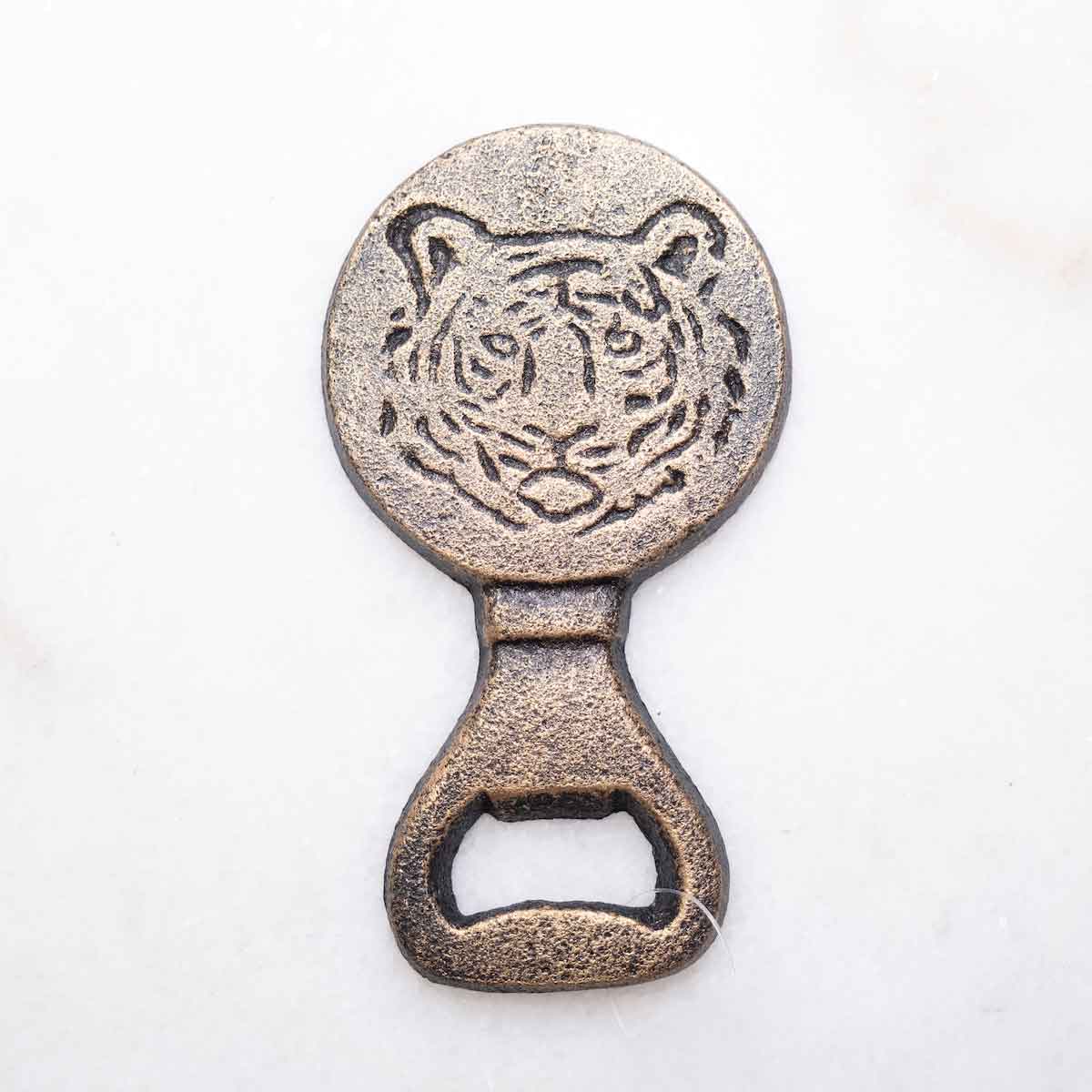 Tiger Bottle Opener   Antique Gold    2.5x4.5