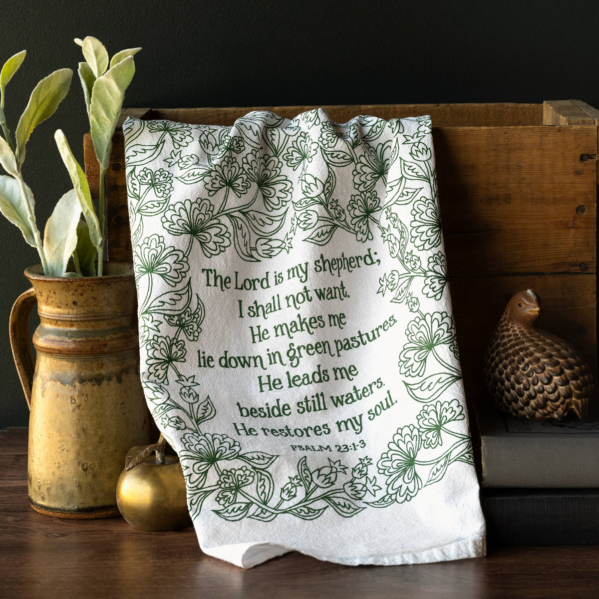 The Lord is My Shepherd Scripture Tea Towel