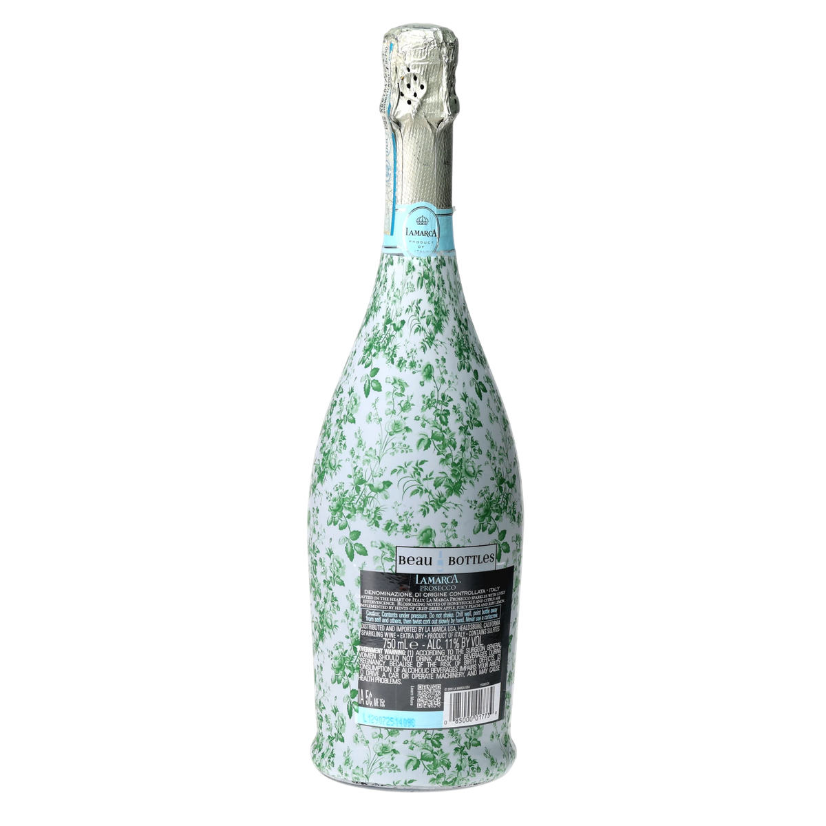 Beau Bottles Grandmillennial Green Floral Prosecco Bottle Wrap