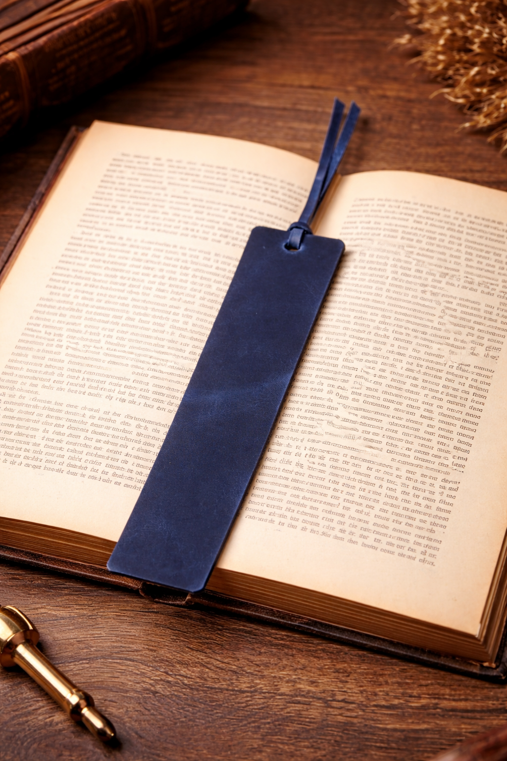 Leather Bookmark, Genuine Leather Personalized Bookmark: Brown