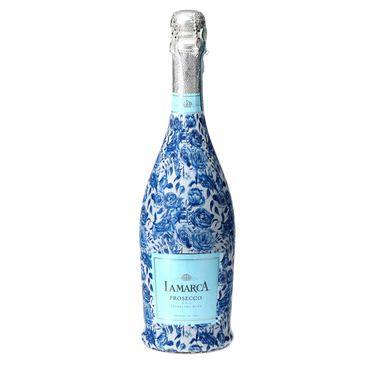 Blue Porcelain Roses Prosecco Bottle Wrap