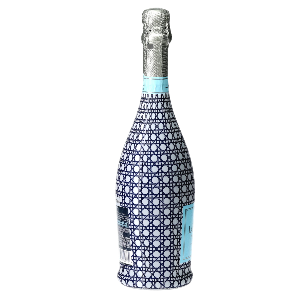 Navy & White Cane Prosecco Bottle Wrap