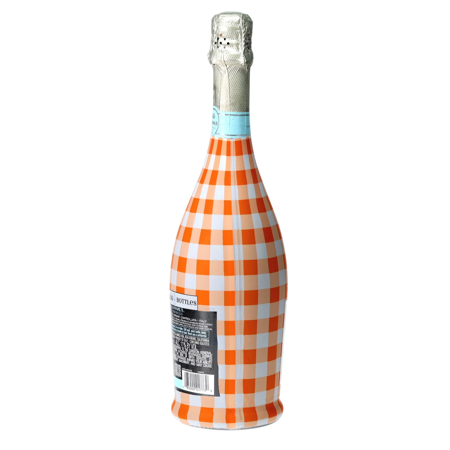 Beau Bottles Orange & White Gingham Prosecco Bottle Wrap