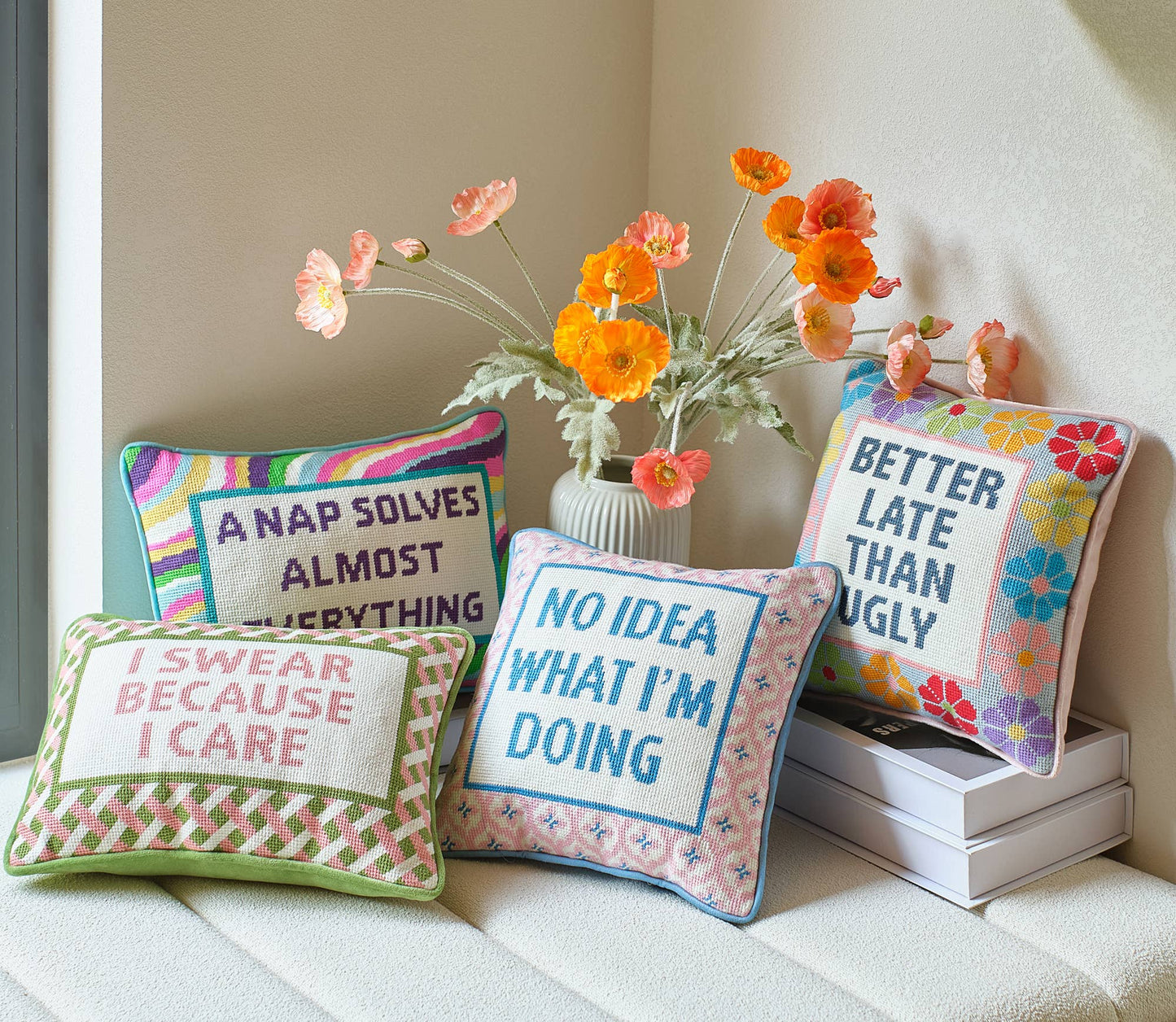 I Swear Because I Care Embroidered Pillow