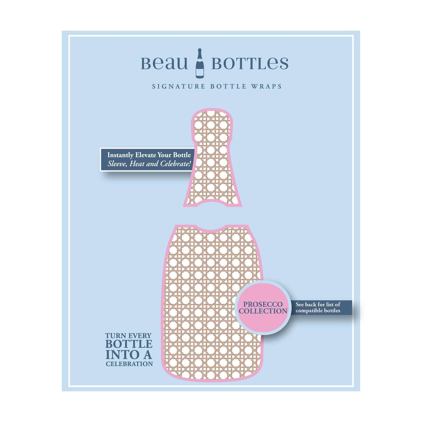 Brown & White Cane Prosecco Bottle Wrap
