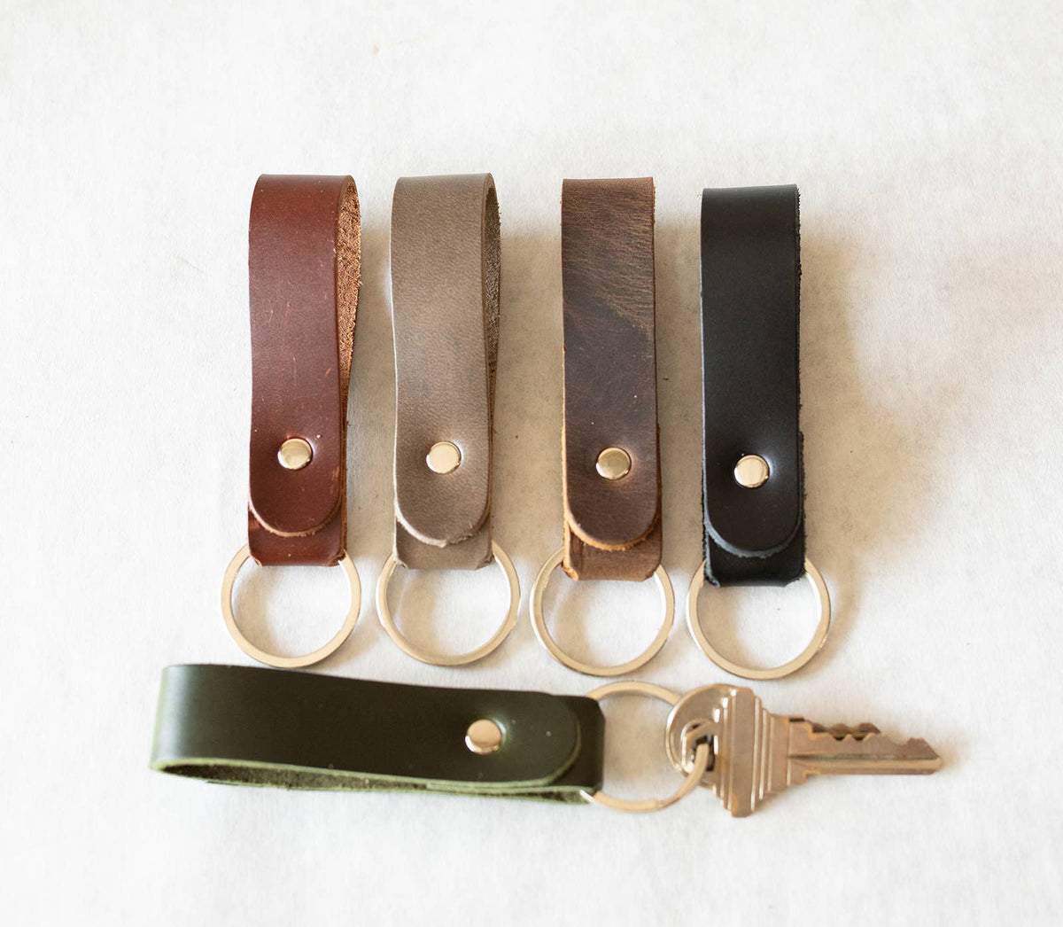 Leather Key Ring - Keychain: Copper Brown