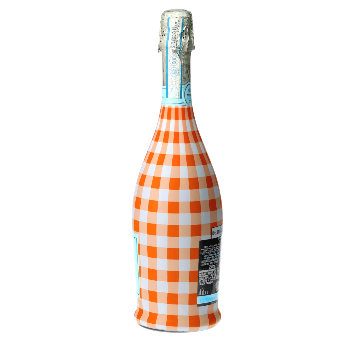 Beau Bottles Orange & White Gingham Prosecco Bottle Wrap