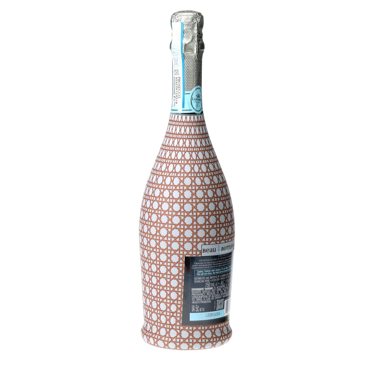 Brown & White Cane Prosecco Bottle Wrap