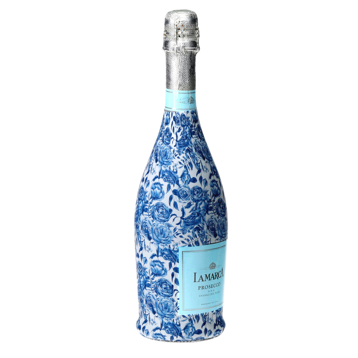 Blue Porcelain Roses Prosecco Bottle Wrap