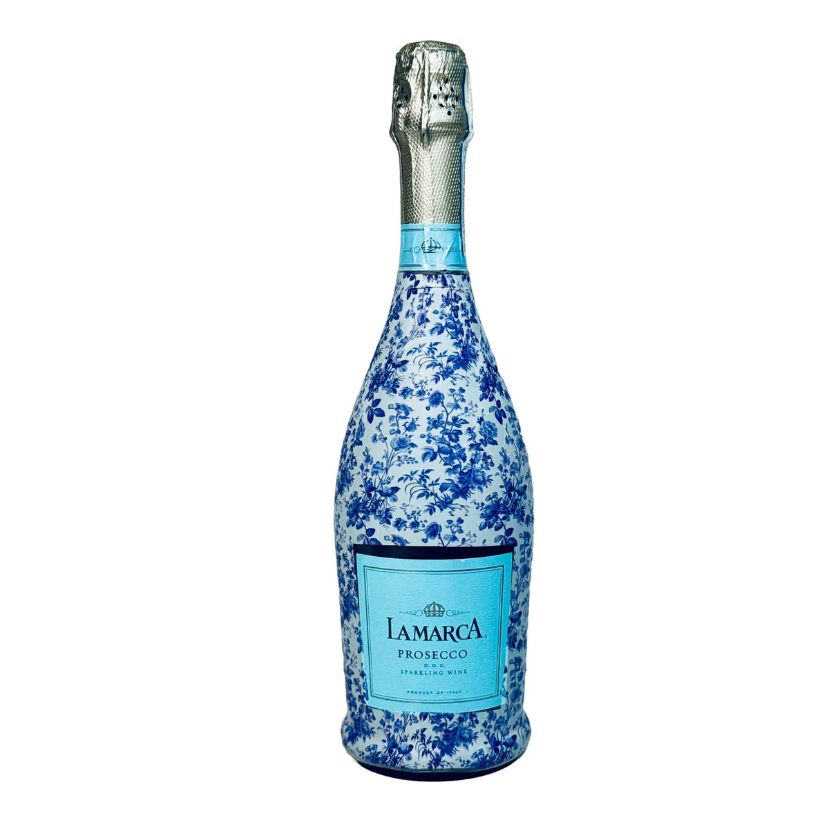 Beau Bottles Wrap Lamarca Grandmillenial Blue Floral- prosecco collection